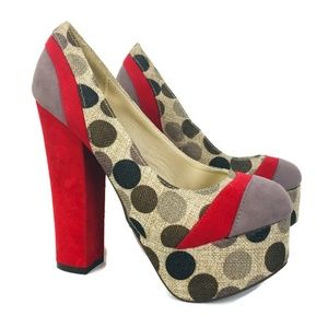 Just Earl Shoes Size 6 Polka Dots Fabric Platform